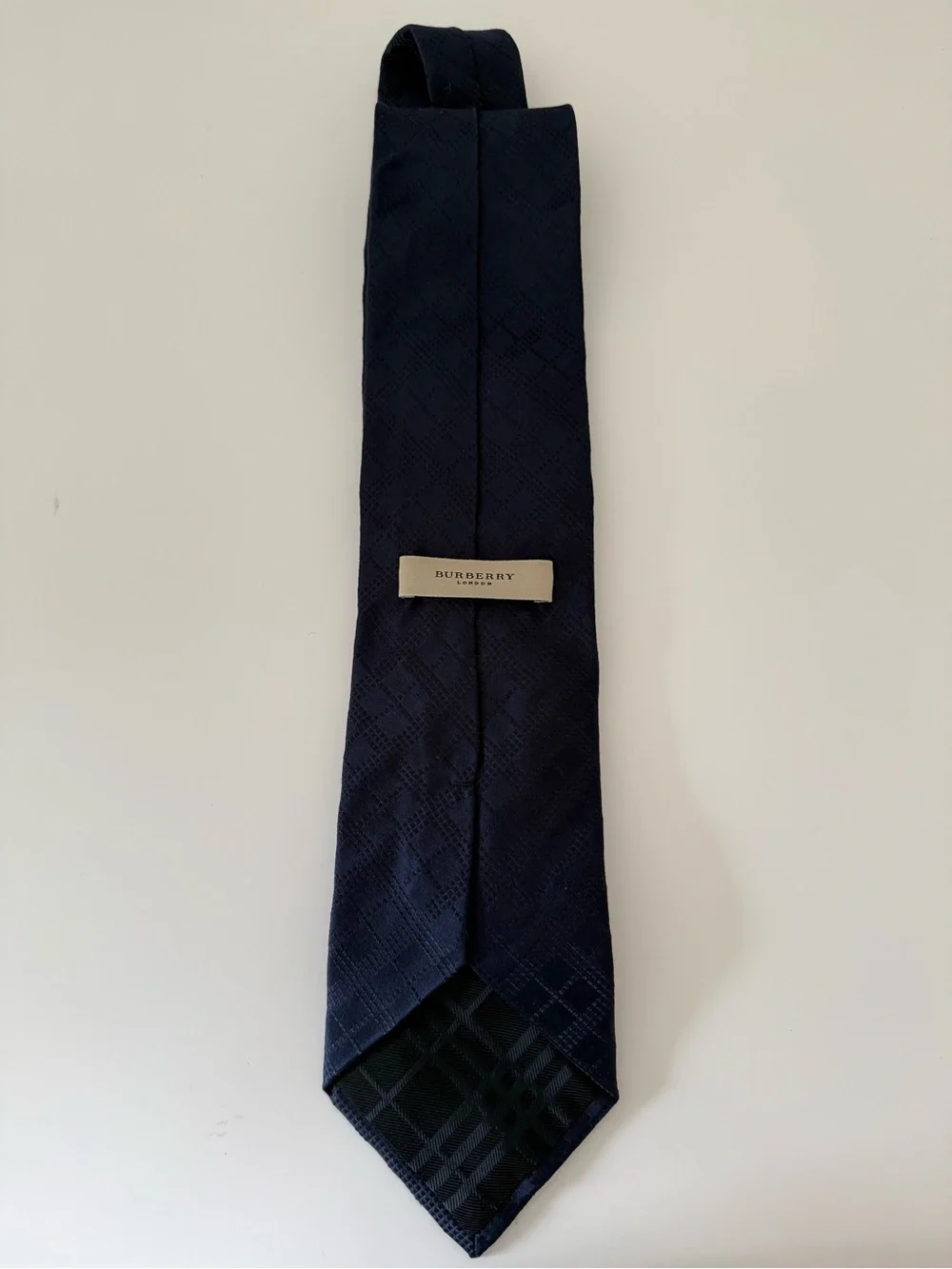 Burberry Navy Blue Silk Tie